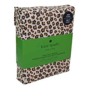 Kate Spade New York 3 Piece Twin XL Sheet Set Leopard Print Cotton
